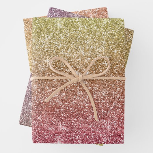 Rainbow Glitter Geschenkpapier Set (Beispiel)