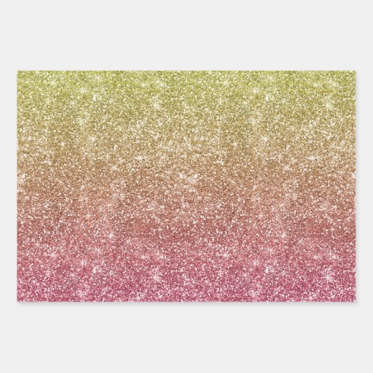 Rainbow Glitter Geschenkpapier Set (Vorderseite)