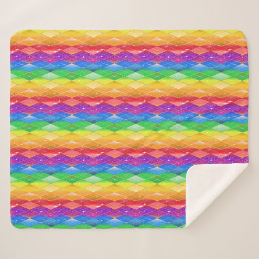 Rainbow Glitter Pride Argyle Diamond Sherpadecke (Vorderseite (Horizontal))