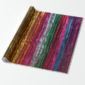 Rainbow Glitter Tinsel Strands PartyWrapping Paper Geschenkpapier (Ungerollt)