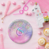 Rainbow Glitzer 6. Geburtstagsparty Pappteller (Party)