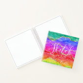 Rainbow Glitzer Abstrakt Ihr Name Sketchbook Notizblock (Innenseite)