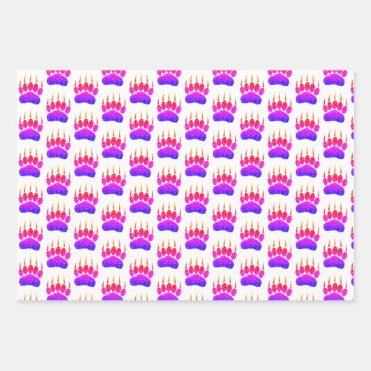 Rainbow Glitzer Bärenpfahl Druck Zeichnend Geschenkpapier Set (Vorderseite 3)