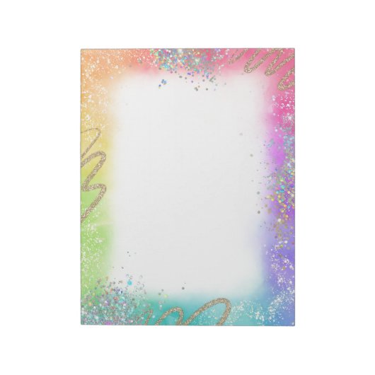 Rainbow & Glitzer Border Notizblock (Rotiert)