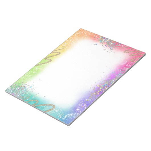 Rainbow & Glitzer Border Notizblock (angewinkelt)