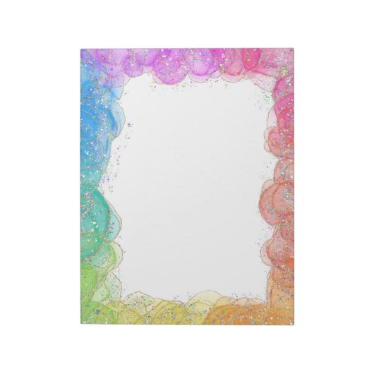 Rainbow & Glitzer Border Notizblock (Rotiert)