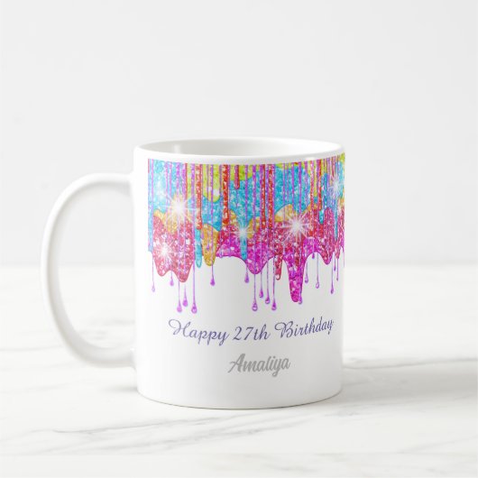 Rainbow-Glitzer-Brillenglanz zum Geburtstag Kaffeetasse (Links)