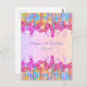 Rainbow-Glitzer-Brillenglanz zum Geburtstag Postkarte (Vorne/Hinten)