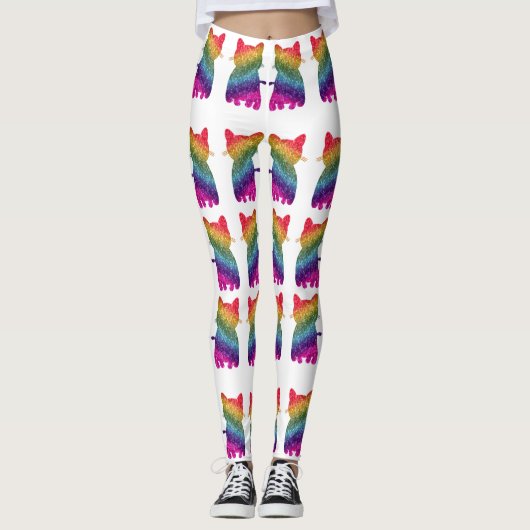 Rainbow Glitzer Cat Pattern Leggings (Vorderseite)