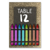 Rainbow Glitzer Crayon First Birthday Baby Shower Tischnummer (Rückseite)
