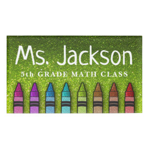 Rainbow Glitzer Crayons Art Teacher zurück zur Sch Namenschild
