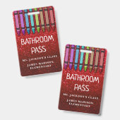 Rainbow Glitzer Crayons Lehrer Saal Pass Ausweis (Vorder- & Rückseite)