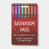 Rainbow Glitzer Crayons Lehrer Saal Pass Ausweis (Rückseite)