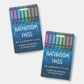 Rainbow Glitzer Crayons Lehrer Saal Pass Ausweis (Vorder- & Rückseite)