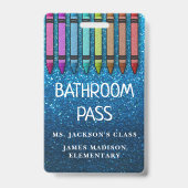 Rainbow Glitzer Crayons Lehrer Saal Pass Ausweis (Rückseite)