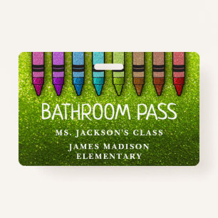Rainbow Glitzer Crayons Lehrer Saal Pass Ausweis