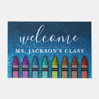 Rainbow Glitzer Crayons Lehrerin Fußmatte