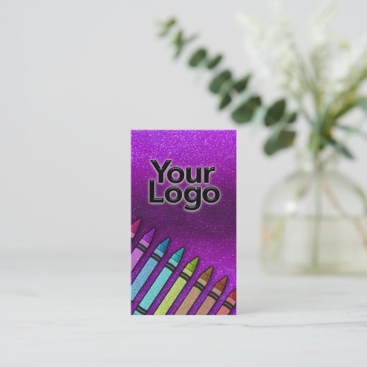 Rainbow Glitzer Crayons Visitenkarte (Stehend Vorderseite)
