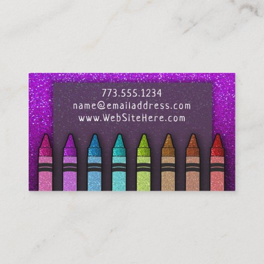 Rainbow Glitzer Crayons Visitenkarte (Rückseite)