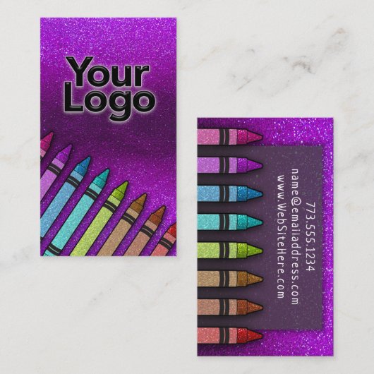 Rainbow Glitzer Crayons Visitenkarte (Vorne/Hinten)