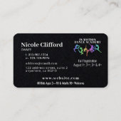 Rainbow Glitzer Dance Studio Black Business Cards Visitenkarte (Rückseite)