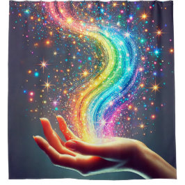 Rainbow-Glitzer Duschvorhang