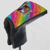 Rainbow Glitzer Einhorn Funkelnd LGBT+ Glitzern Golf Headcover (3/4 Vorderseite)