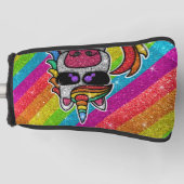 Rainbow Glitzer Einhorn Funkelnd LGBT+ Glitzern Golf Headcover (Vorderseite)
