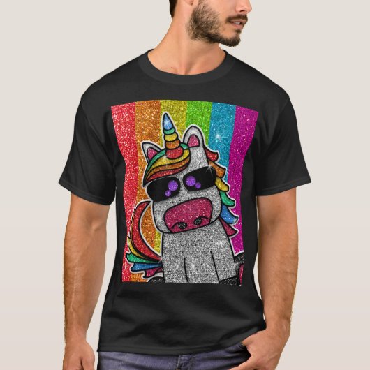 Rainbow-Glitzer Einhorn Funkelnd LGBT-Glitzern Nie T-Shirt (Vorderseite)