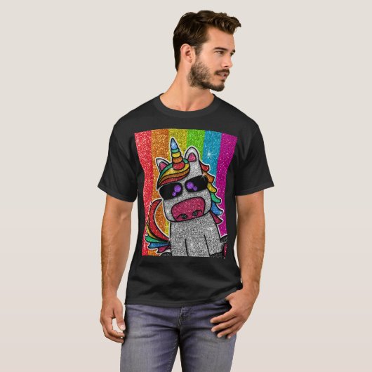 Rainbow-Glitzer Einhorn Funkelnd LGBT-Glitzern Nie T-Shirt (Vorne ganz)