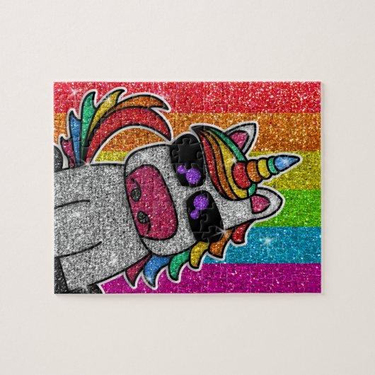 Rainbow Glitzer Einhorn Funkelnd LGBT+ Glitzern Puzzle (Horizontal)