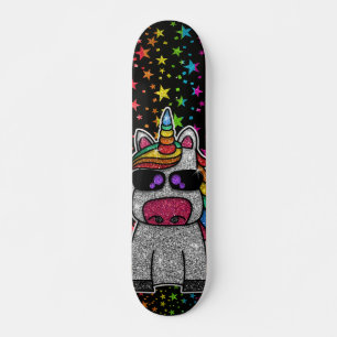 Rainbow Glitzer Einhorn Funkelnd Stars Sparkle Sk8 Skateboard