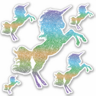 Rainbow Glitzer Einhorn Hübsch Aufkleber