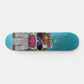 Rainbow Glitzer Einicorn Funkelnd Blue Glitzern Sk Skateboard (Horizontal)