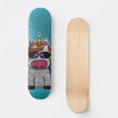 Rainbow Glitzer Einicorn Funkelnd Blue Glitzern Sk Skateboard (Vorderseite)