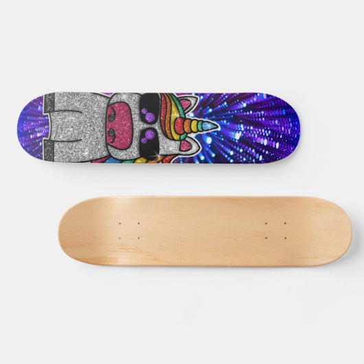 Rainbow Glitzer Einicorn Funkelnd Gold Glitzern Sk Skateboard (Horizontal)
