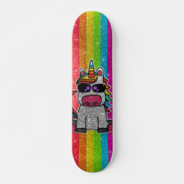 Rainbow Glitzer Einicorn Funkelnd Gold Glitzern Sk Skateboard