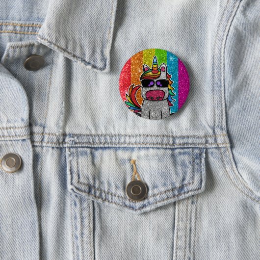 Rainbow Glitzer Einicorn Funkelnd LGBTQ Glitzern Button (Beispiel)