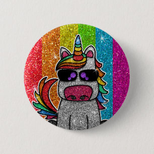 Rainbow Glitzer Einicorn Funkelnd LGBTQ Glitzern Button