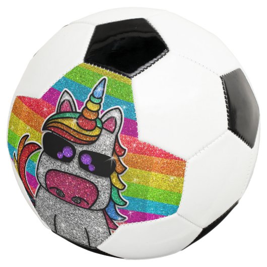 Rainbow-Glitzer Einicorn Funkelnd LGBTQ+-Glitzern Fußball (Dreiviertel)