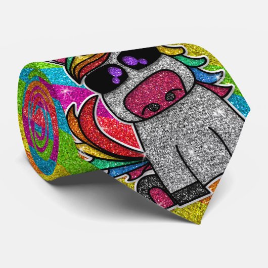 Rainbow Glitzer Einicorn Funkelnd LGBTQ Glitzern Krawatte (Gerollt)