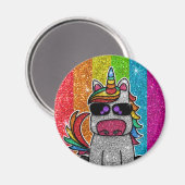 Rainbow Glitzer Einicorn Funkelnd LGBTQ Glitzern Magnet (Vorderseite/Rückseite)