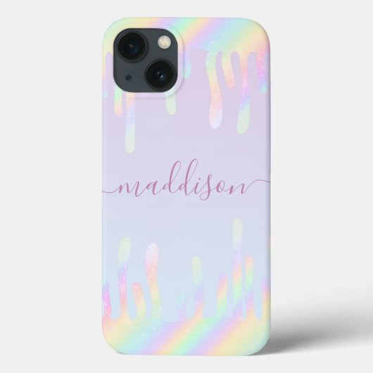 Rainbow Glitzer Eleganter Skriptname Case-Mate iPhone Hülle (Rückseite)