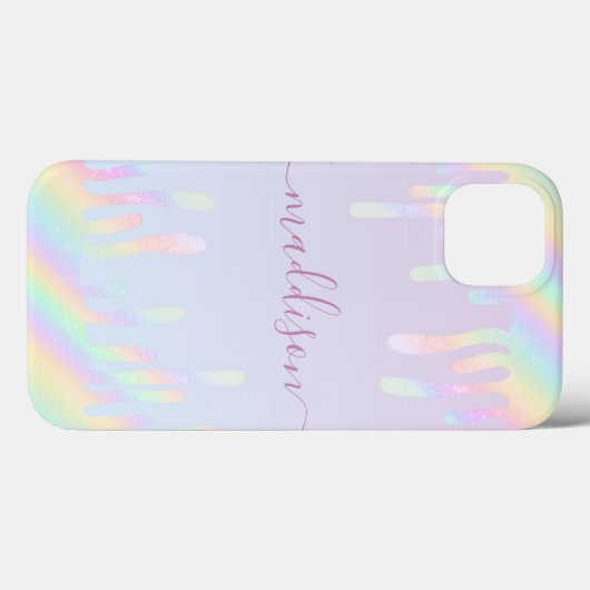 Rainbow Glitzer Eleganter Skriptname Case-Mate iPhone Hülle (Rückseite (Horizontal))