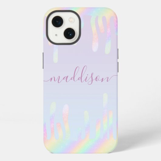 Rainbow Glitzer Eleganter Skriptname iPhone Hülle (Rückseite)
