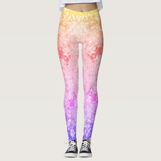 Rainbow Glitzer Floral Pattern Leggings (Vorderseite)
