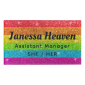 Rainbow Glitzer Funkelnd Chalkboard Name Professio Namenschild (Vorderseite)