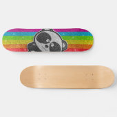 Rainbow Glitzer Funkelnd Schwarz-weiß Panda Sparkl Skateboard (Horizontal)