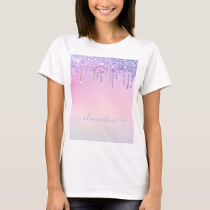 Rainbow Glitzer funkelt Skript moderne gürtelhaft T-Shirt