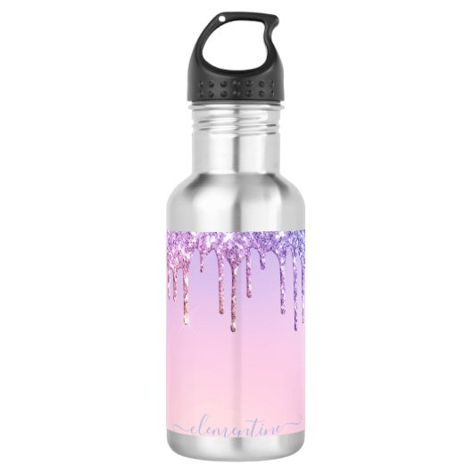 Rainbow Glitzer funkelt Skript moderne gürtelhafte Edelstahlflasche (Vorderseite)
